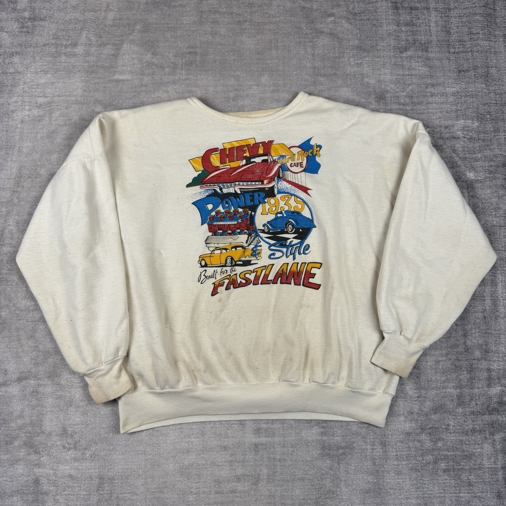 Chevrolet Sweatshirt Mens Large White Vintage 80s Retro Chevy Cars Crewneck